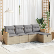 Set Divano da Giardino 5 pz con Cuscini Beige in Polyrattan 3325902