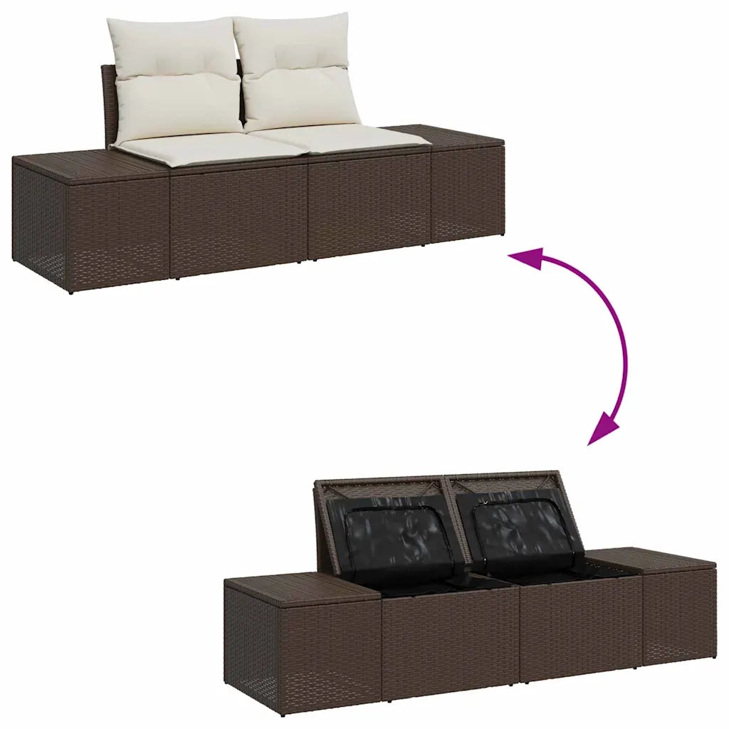 Set Divano da Giardino 5 pcs Marrone e Crema polyrattan 3355687