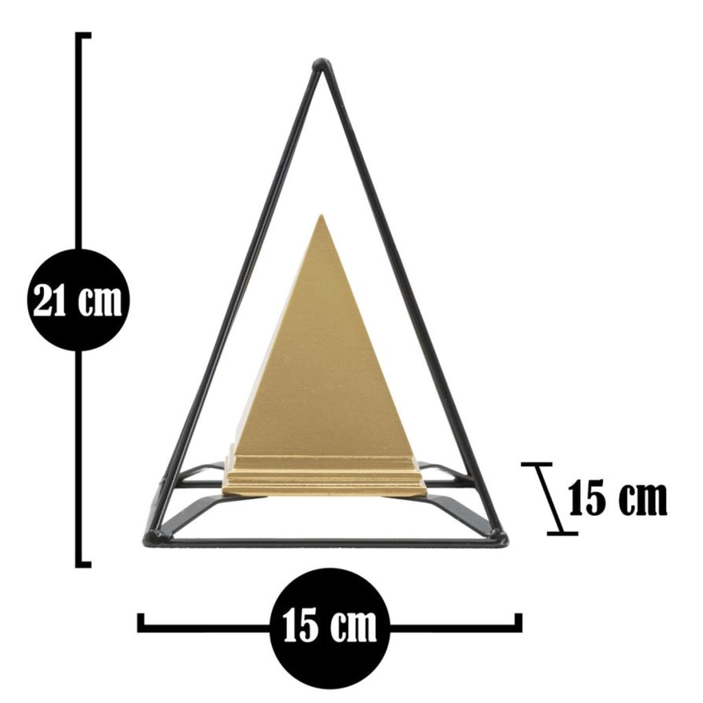 Scultura Piramide 1, Oro, Poliresina, 15x15x19,5 cm