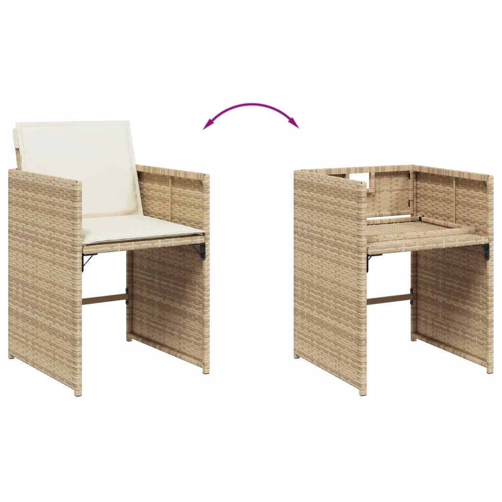 Set da Pranzo da Giardino 5 pz con Cuscini Beige in Polyrattan 3277851