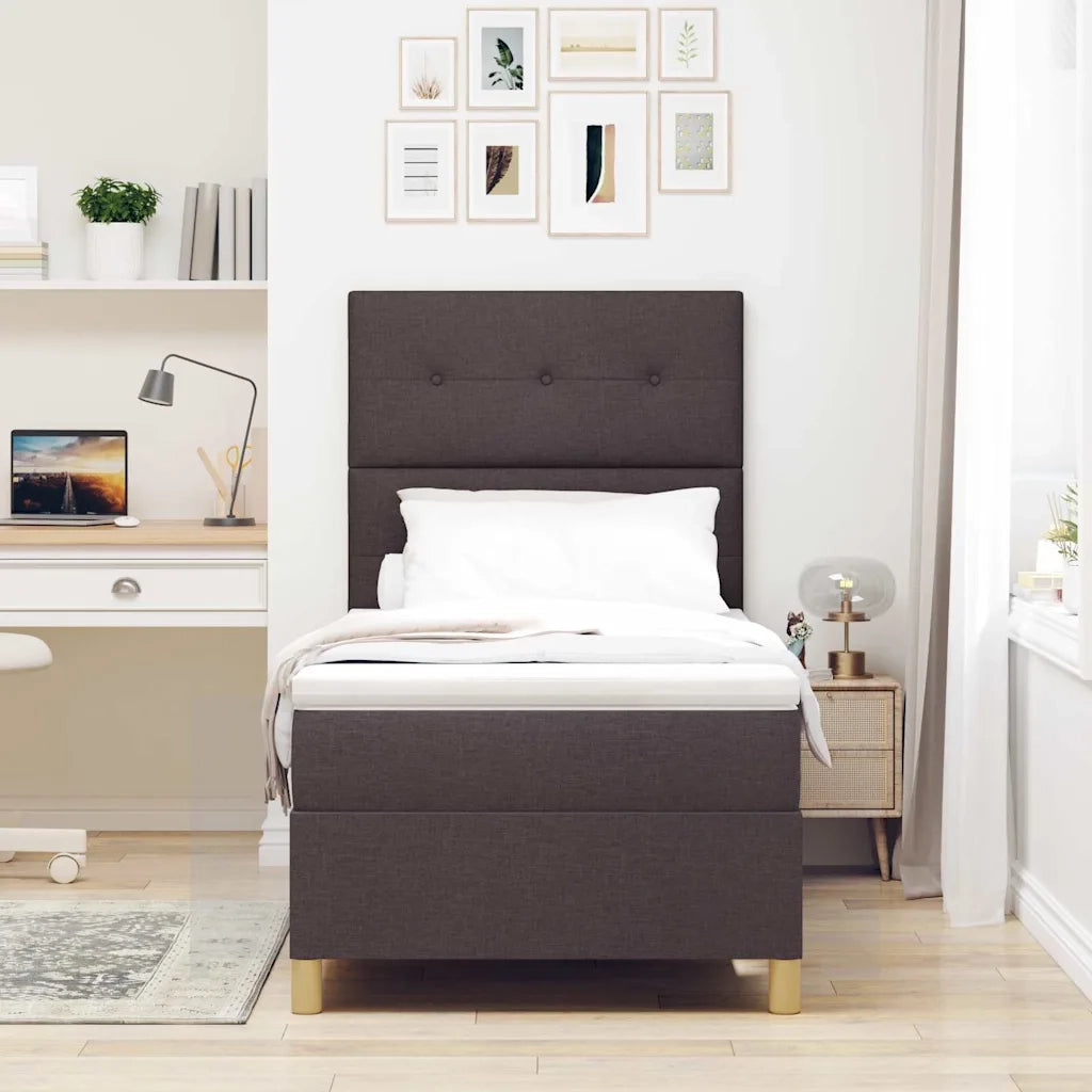 Letto a Sorgente LED Marrone Scuro 80 x 200 cm Tessuto