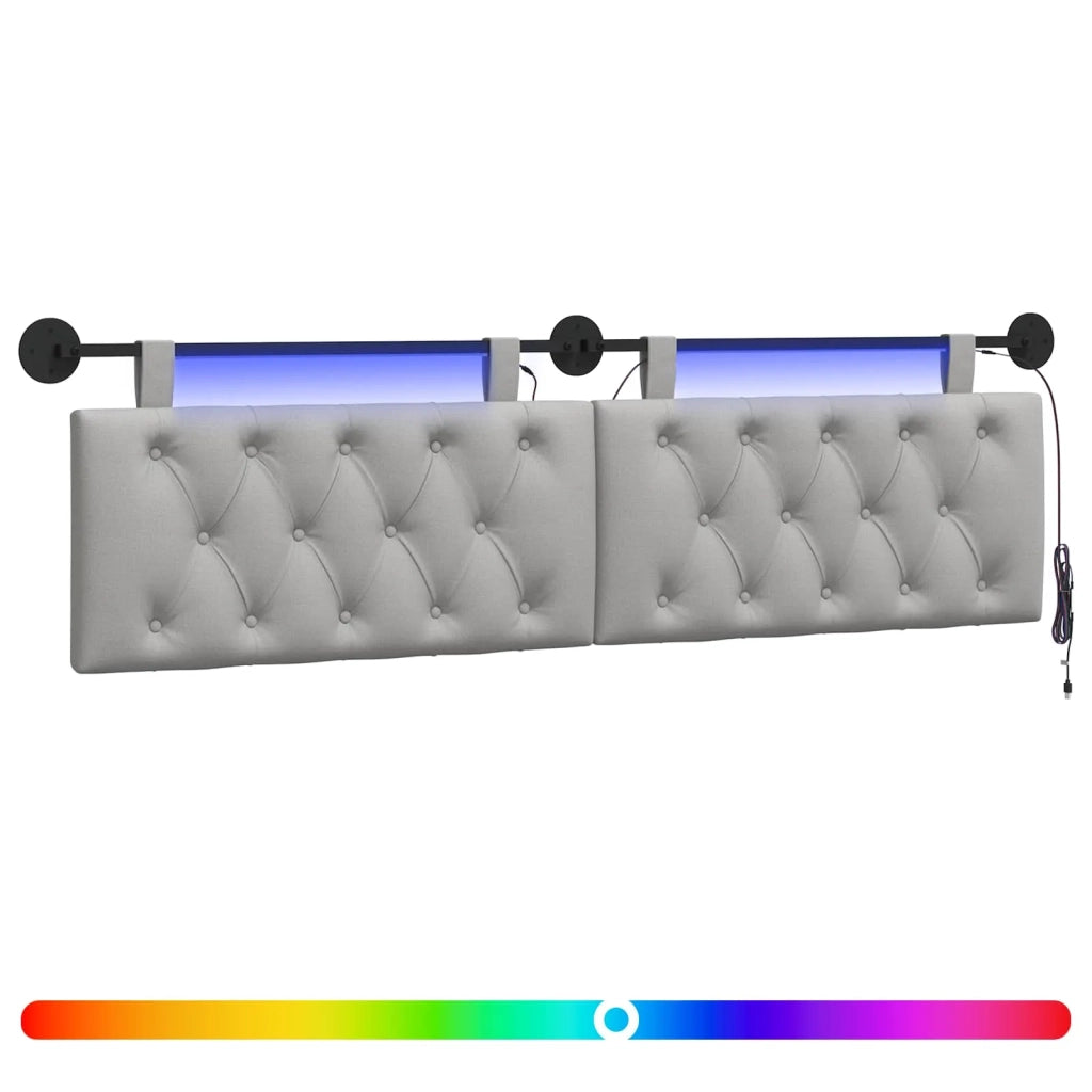 Testiera | Testata sospesa Con luce LED Grigio Nuvola Tessuto