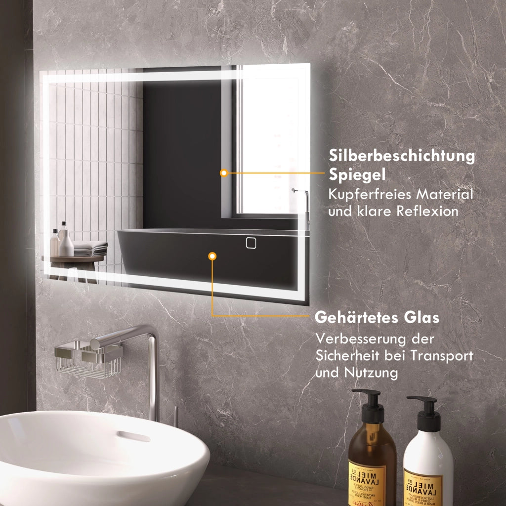 Specchio da Bagno LED con Interruttore Touch ¨C Xylo ¨C Bianco