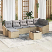 Set di divani con cuscino 8 pcs Beige polyrattan