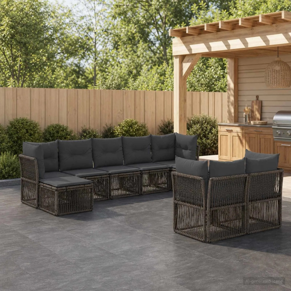 Set Divano da Giardino 9 pz Grigio polyrattan 3434363