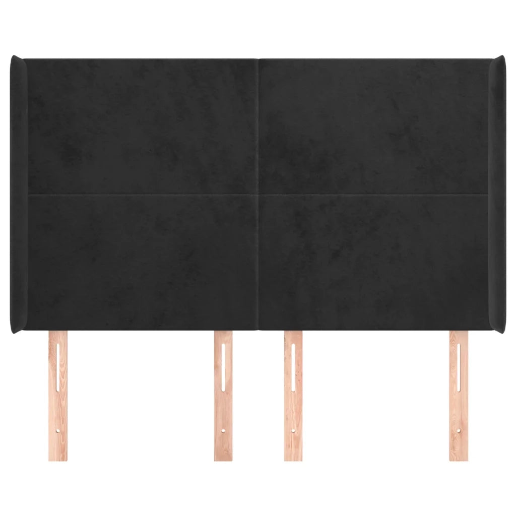 Testiera | Testata ad Orecchio Nera 147x16x118/128 cm in Velluto