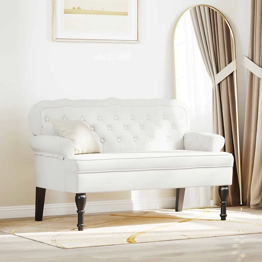 Panca Chesterfield Bianco 119,5 x 64,5 x 75 cm Pelle Sintetica 42019300