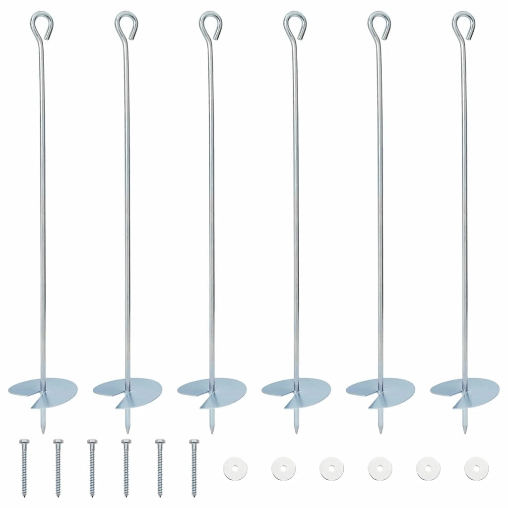 Ancora per Terra 6 pz Argento ?10 x 60 cm Metallo Galvanizzato CFW2259187