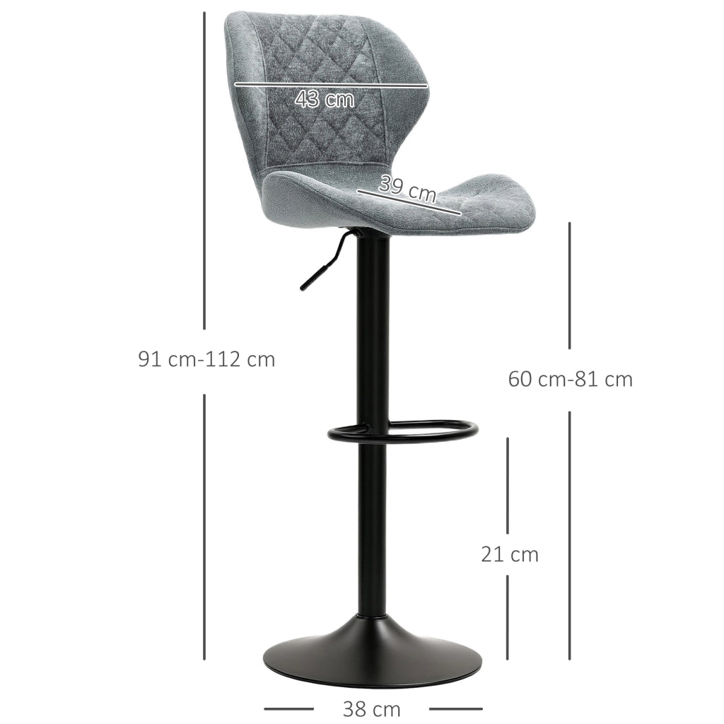 Sgabelli da Bar Regolabili in Altezza con Schienale ¨C Minimal ¨C Grigio