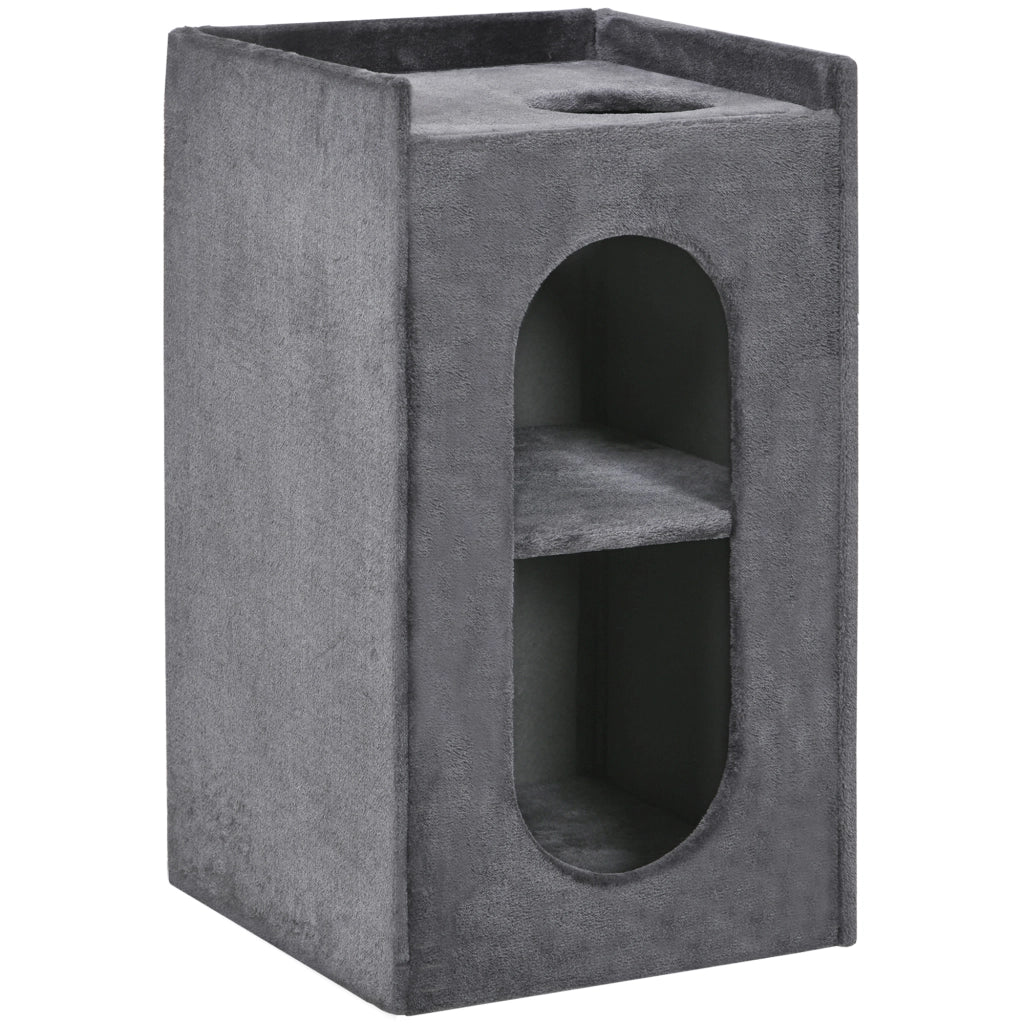 Tiragraffi per gatti con 2 tane e superficie per sdraiarsi ¨C zephmum ¨C grigio + naturale