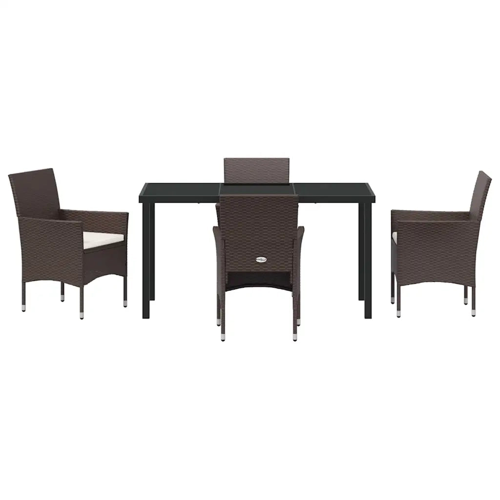 Set da Pranzo per Giardino con cuscino 5 pcs Marrone polyrattan 3379746