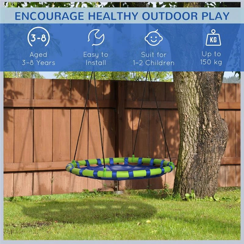 ALTALENA PER BAMBINI DA 3-8 ANNI DA GIARDINO Ø100CM E CORDE REGOLABILI, BLU