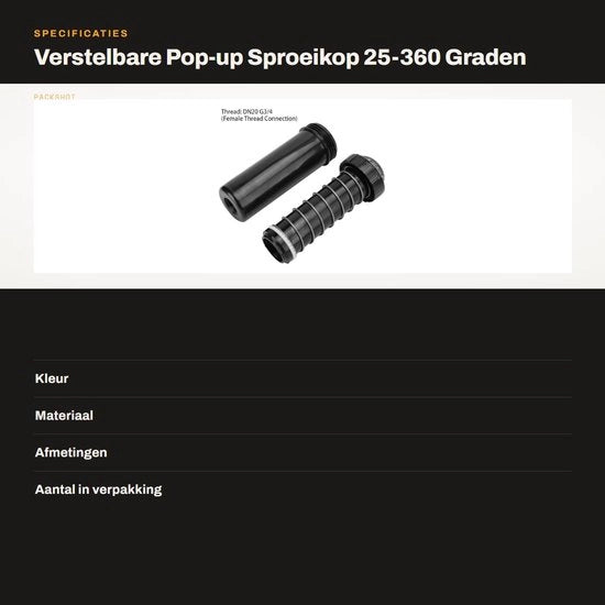 Rotorsproeier Pop-up con Rotazione 25-360 Gradi - Raggio di Azione 4-12 Metri - Connettore DN20 G3/4 - Ideale per Irrigazione del Prato