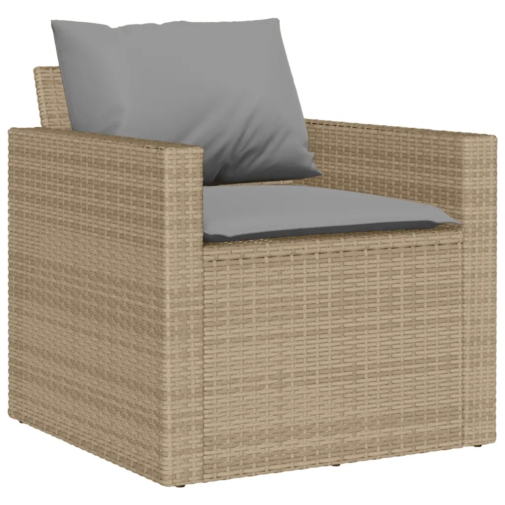 Set Divano da Giardino 4 pz con Cuscini Beige in Polyrattan 366363