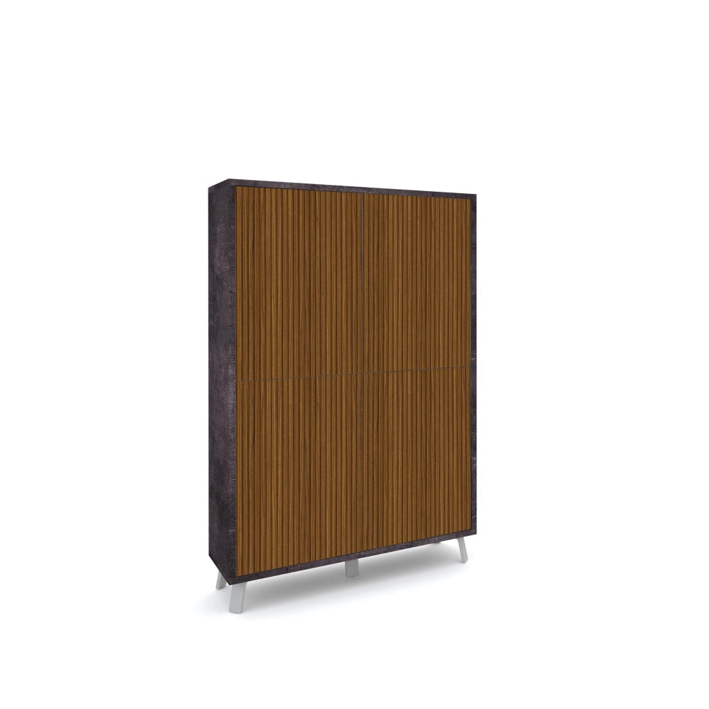 Mobile Soggiorno Madia Alta 4 Ante 108x41x161 cm Ossido Nero e Rovere Dogato