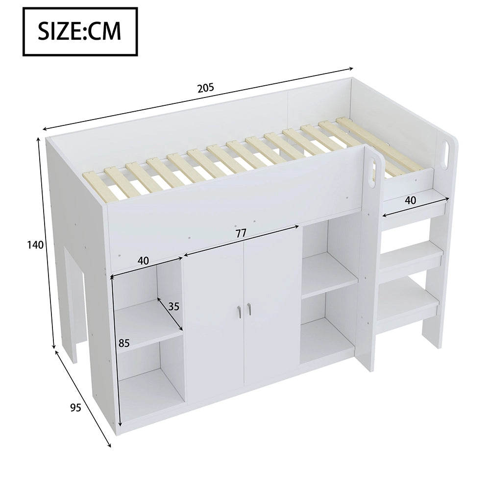 Letto a castello - Xylo - 90x200 cm armadio bianco
