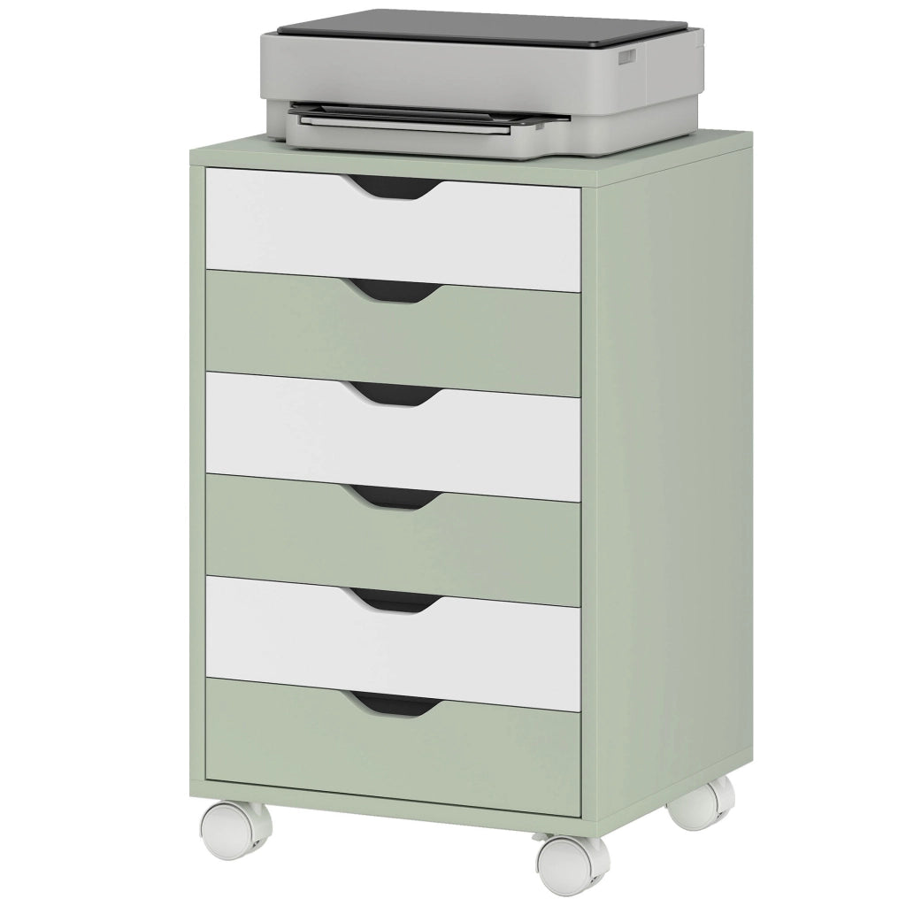 Scrivania con cassetti e ruote ¨C zephmum ¨C 6 cassetti, verde