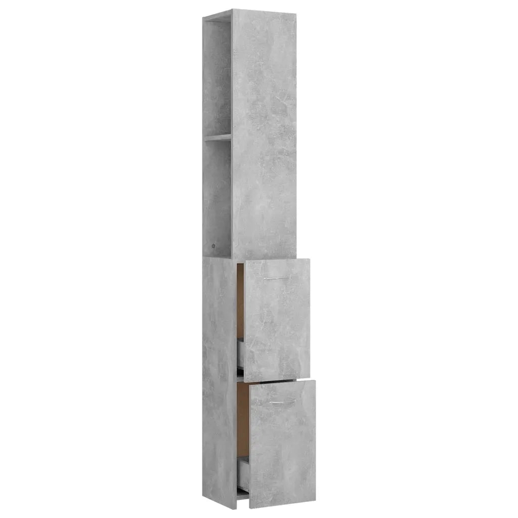 Armadietto Bagno | Armadio da bagno Grigio Cemento 25x26,5x170cm Legno Multistrato