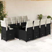 Set da Bistrò da Giardino 11 pz con Cuscini Nero in Polyrattan 3277276