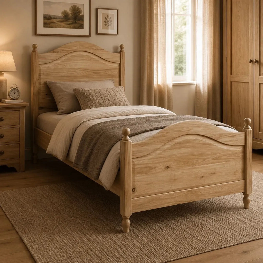 Letto 1 piazza e mezza arte povera legno grezzo 129x212x112 - Mobili 2G