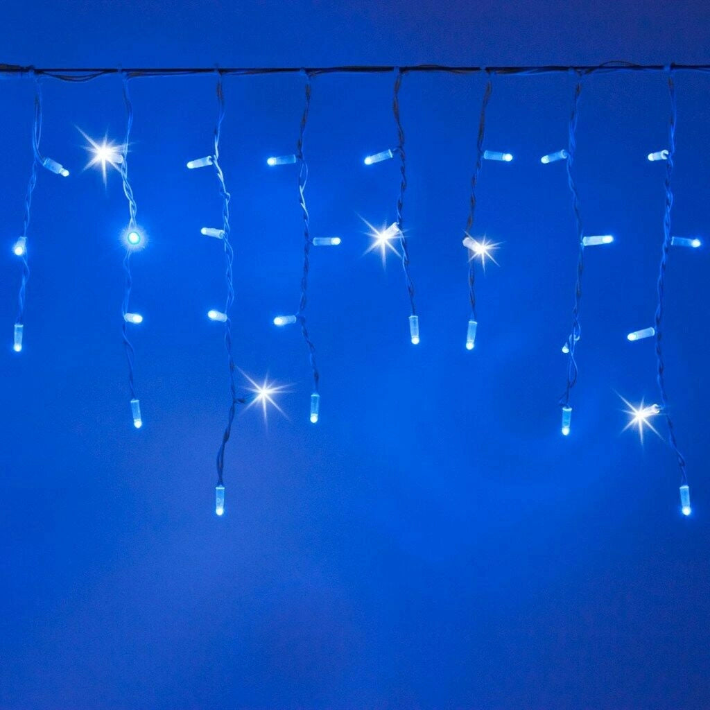 Tenda Luminosa 6 mt. Per esterno con 256 led a luce Blu fissa e Bianca Fredda Flash