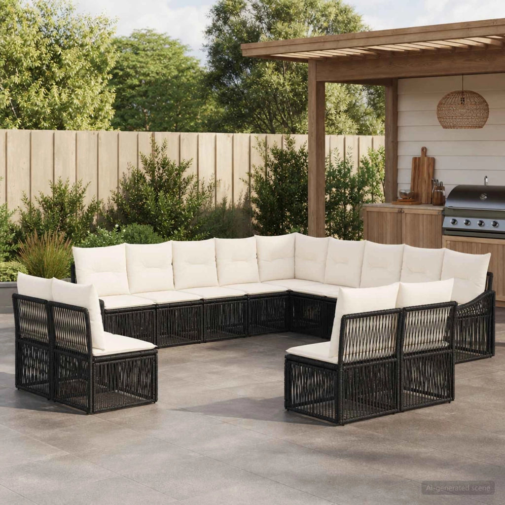 Set Divano da Giardino 13 pz Nero polyrattan 3436168
