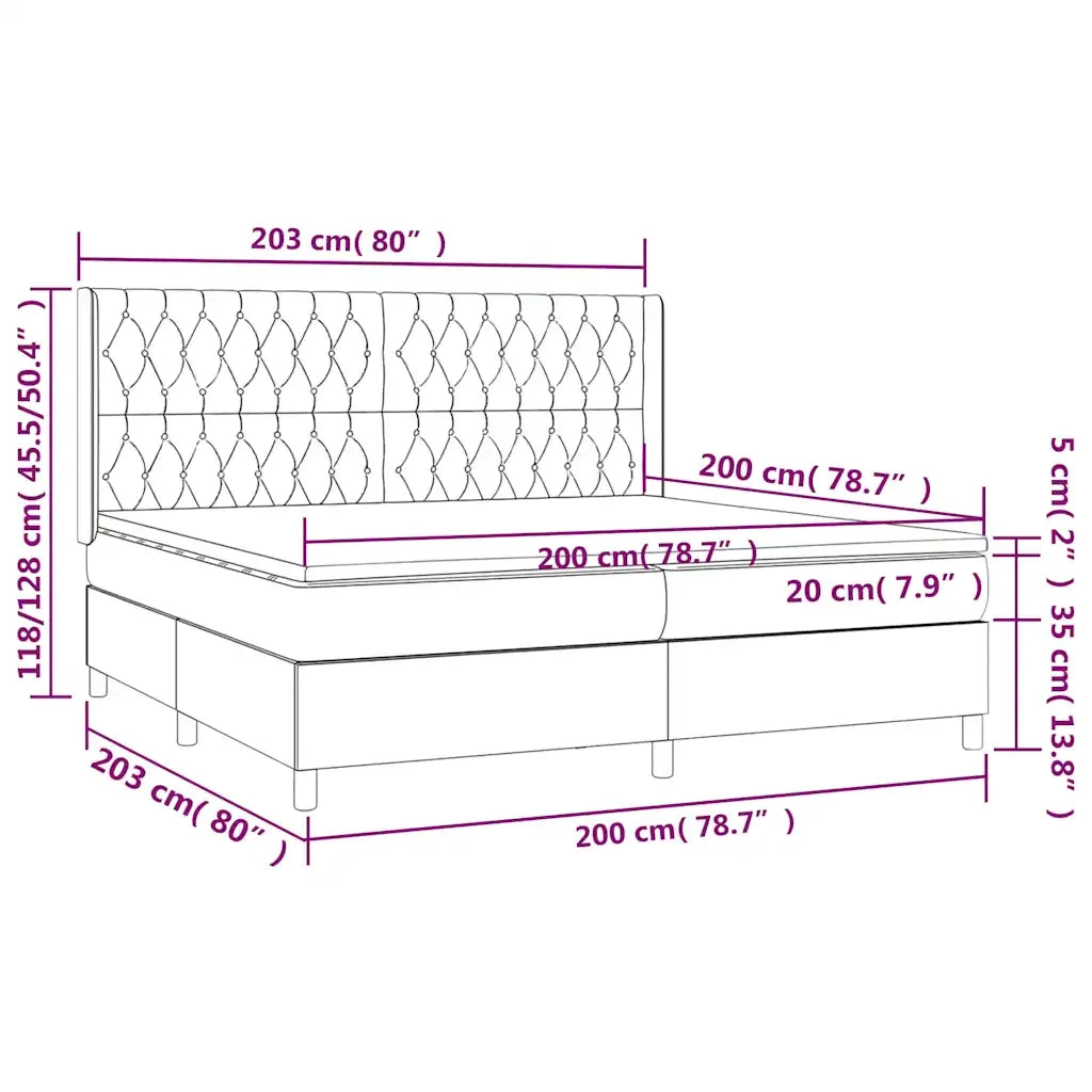 Letto a Molle con Materasso e LED Blu Scuro 200x200 cm 3139767