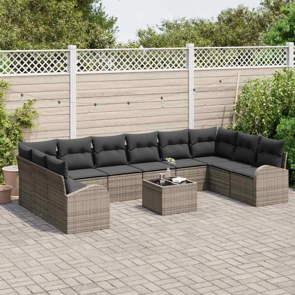 Set Divano da Giardino 11 pcs Grigio chiaro polyrattan 3354898
