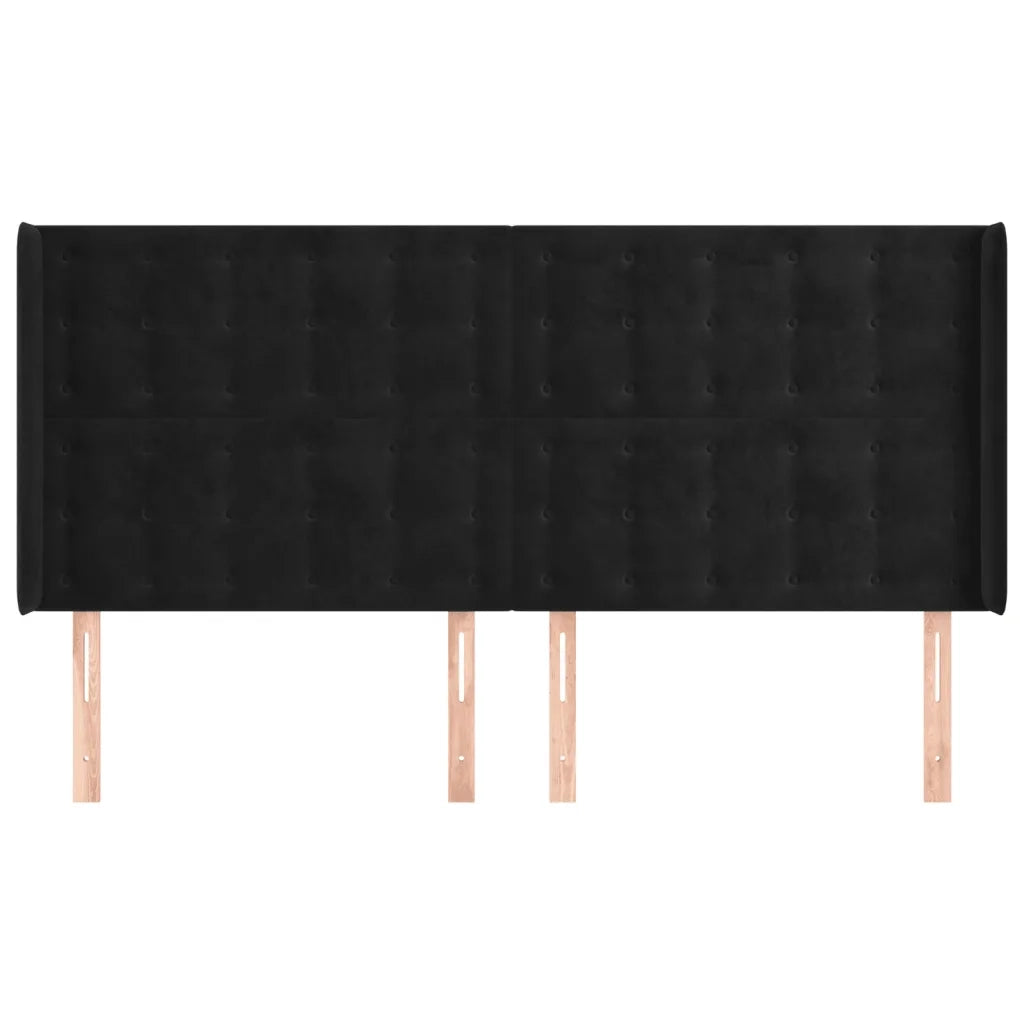 Testiera ad Orecchio-Testata con Orecchie Nera 183x16x118/128 cm in Velluto 775930