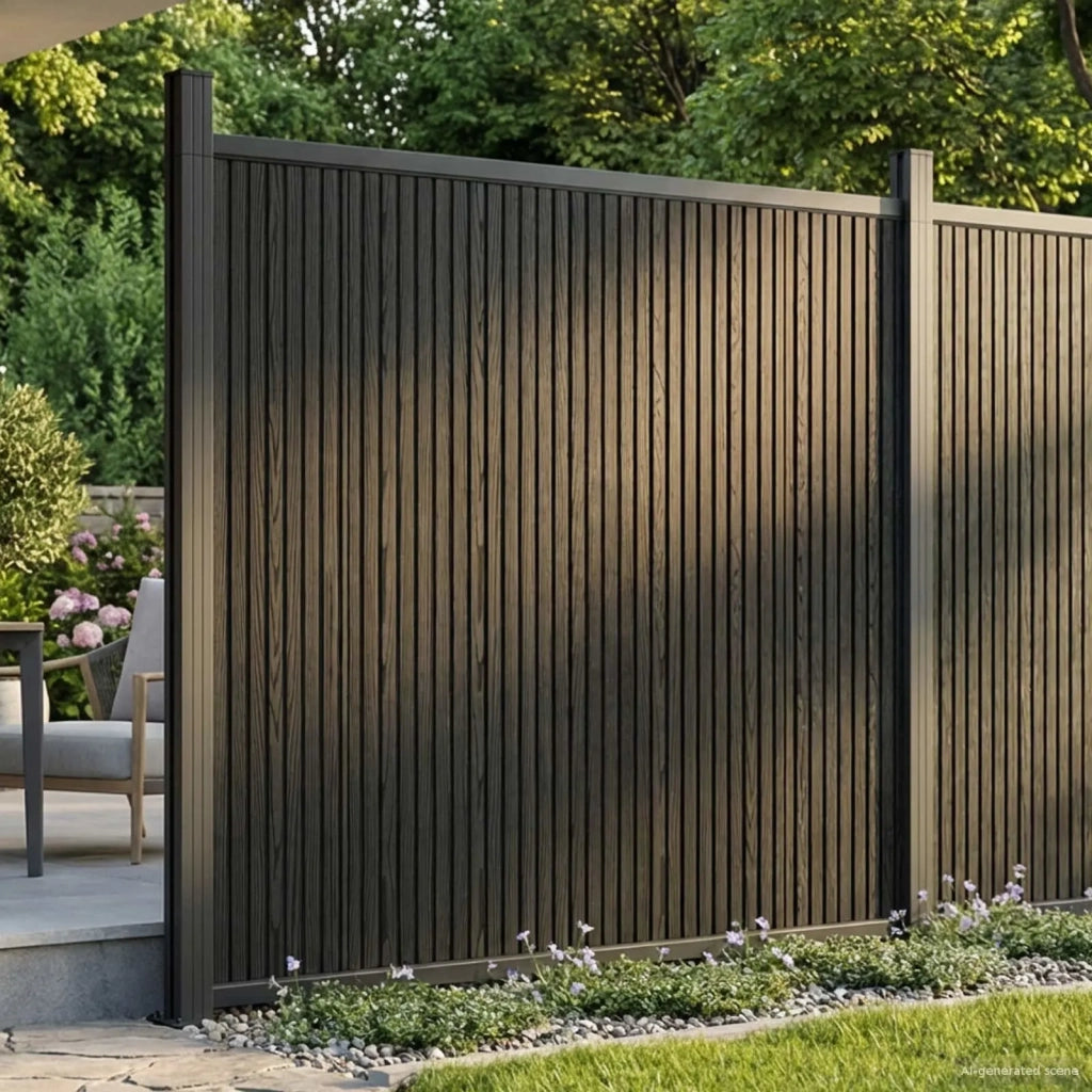 Pannello di recinzione | Recinzione da Giardino WPC e Alluminio Nero