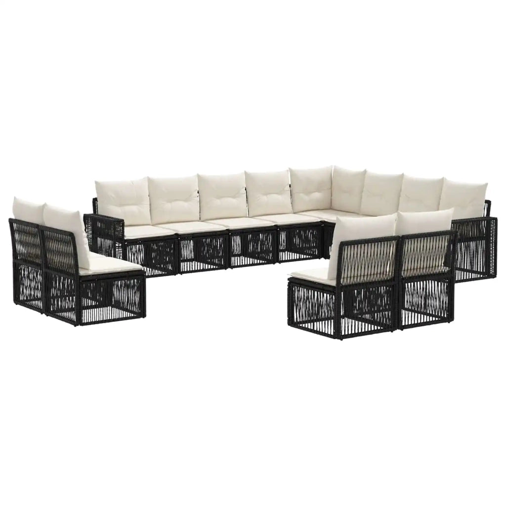 Set Divano da Giardino 12 pz Nero e Bianco Crema polyrattan 3435280