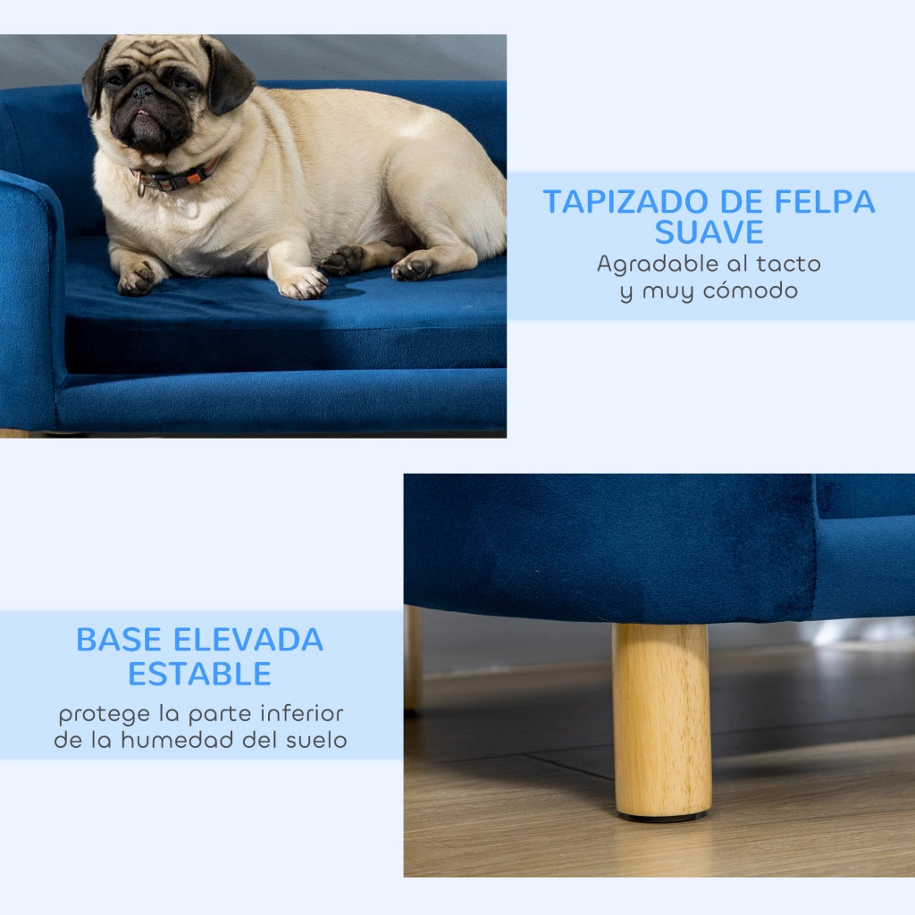 Divano per cani piccoli ¨C Minimal ¨C 86x55x33 cm blu legno lavabile