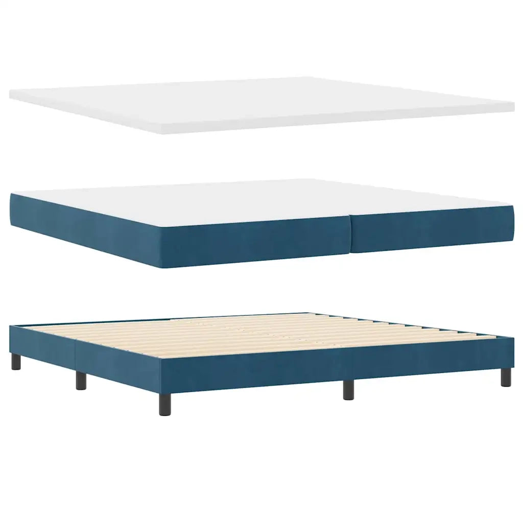 Letto a Sorgente LED con led Blu Scuro 200 x 200 cm Velluto