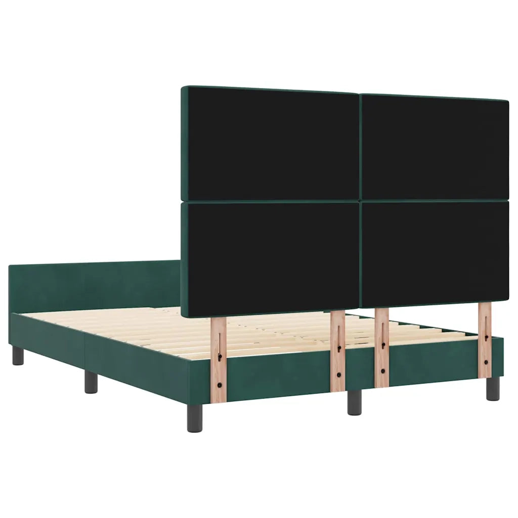 Letto a molle con testiera Verde Scuro 140 x 190 cm Velluto 3344876