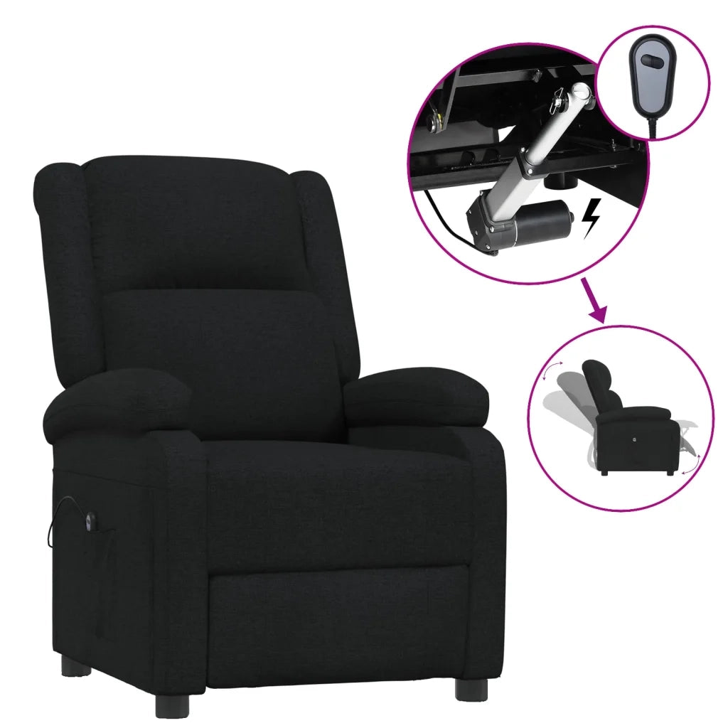 Poltrona Elettrica Reclinabile Nera in Tessuto 3098355