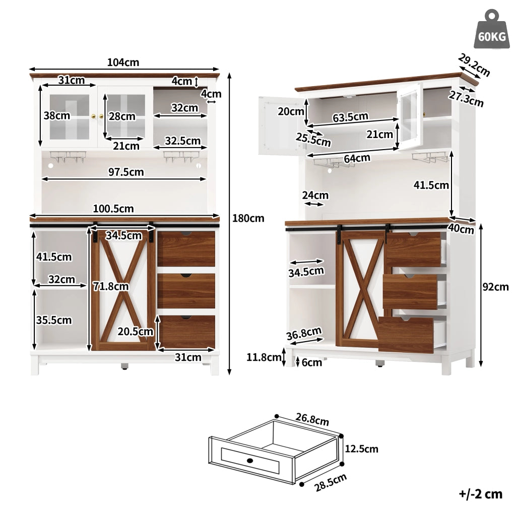Credenza con LED e Cassetti ¨C MINIMAL ¨C Bianco, Ante Scorrevoli