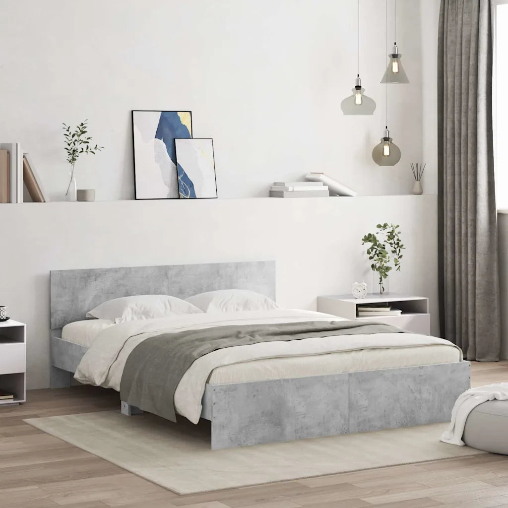 Giroletto con Testiera e LED Grigio Cemento 150x200 cm 3207605