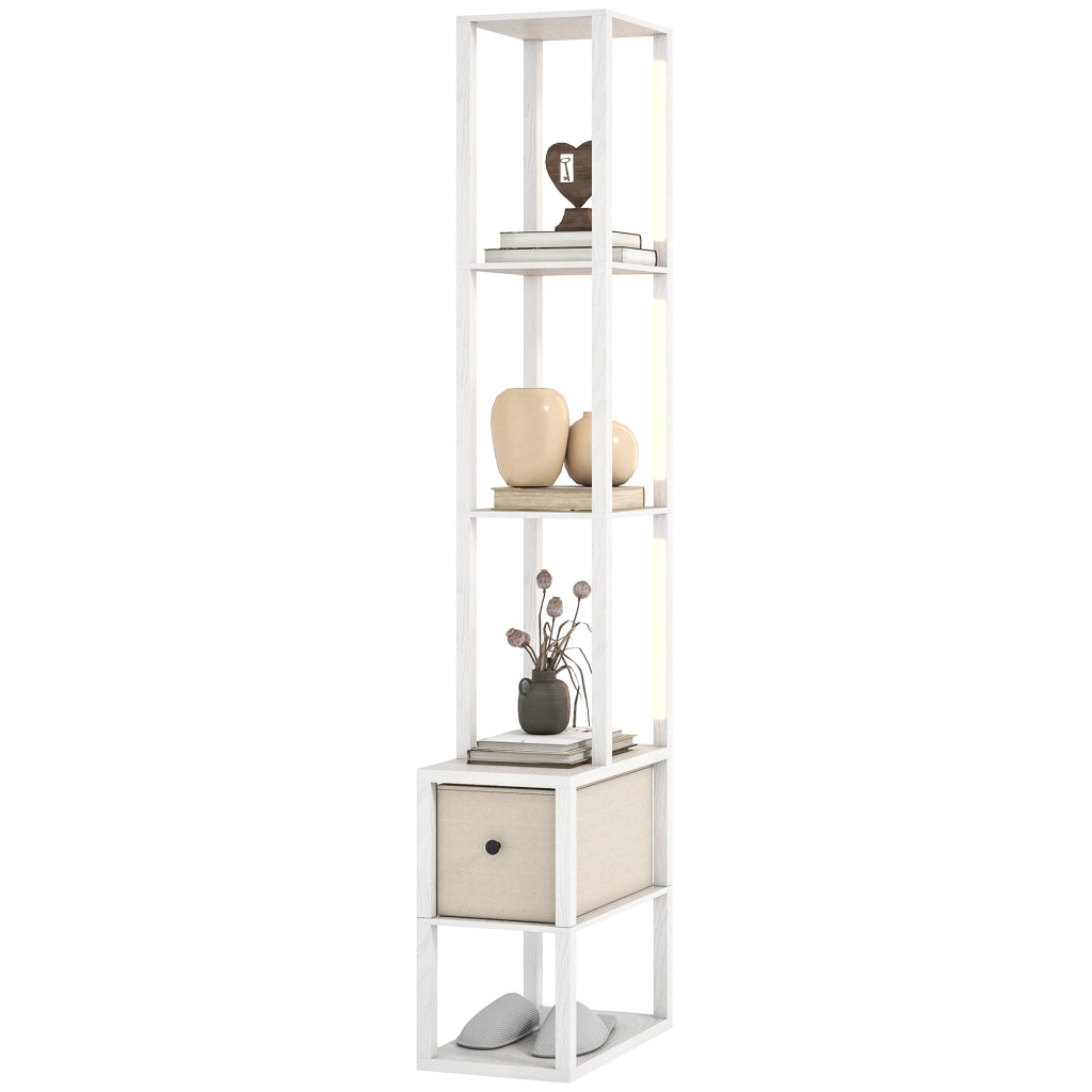Lampada da Terra Moderna con Ripiani e Cassetto ¨C Minimal ¨C Bianco 30x30x150