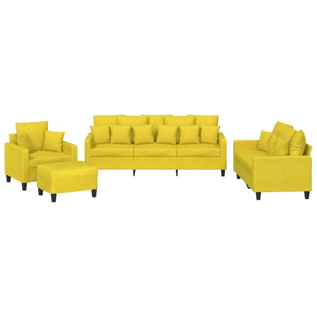 Set di Divani 4 pz con Cuscini Giallo Chiaro in Tessuto 3201645