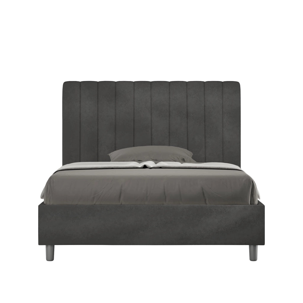 BS COM Letto una piazza e mezza contenitore imbottito 120x200 microfibra grigio