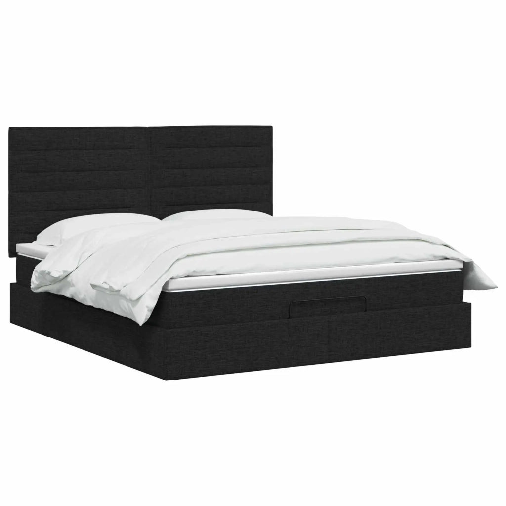 Letto Ottomano con Materasso e LED Nero 180 x 200 cm Tessuto 3458009