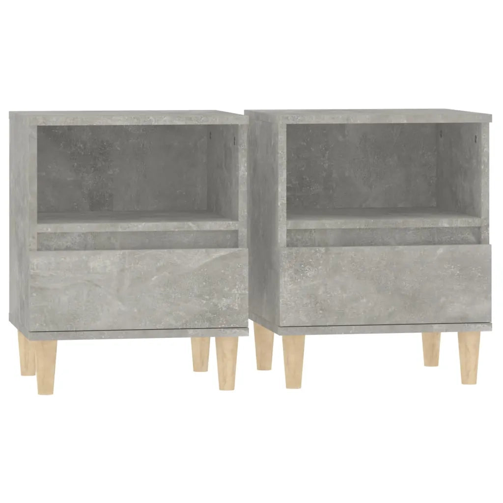 Set di 2 Comodini | Armadio da Notte | Mobiletto da notte Grigio Cemento 40x35x50 cm