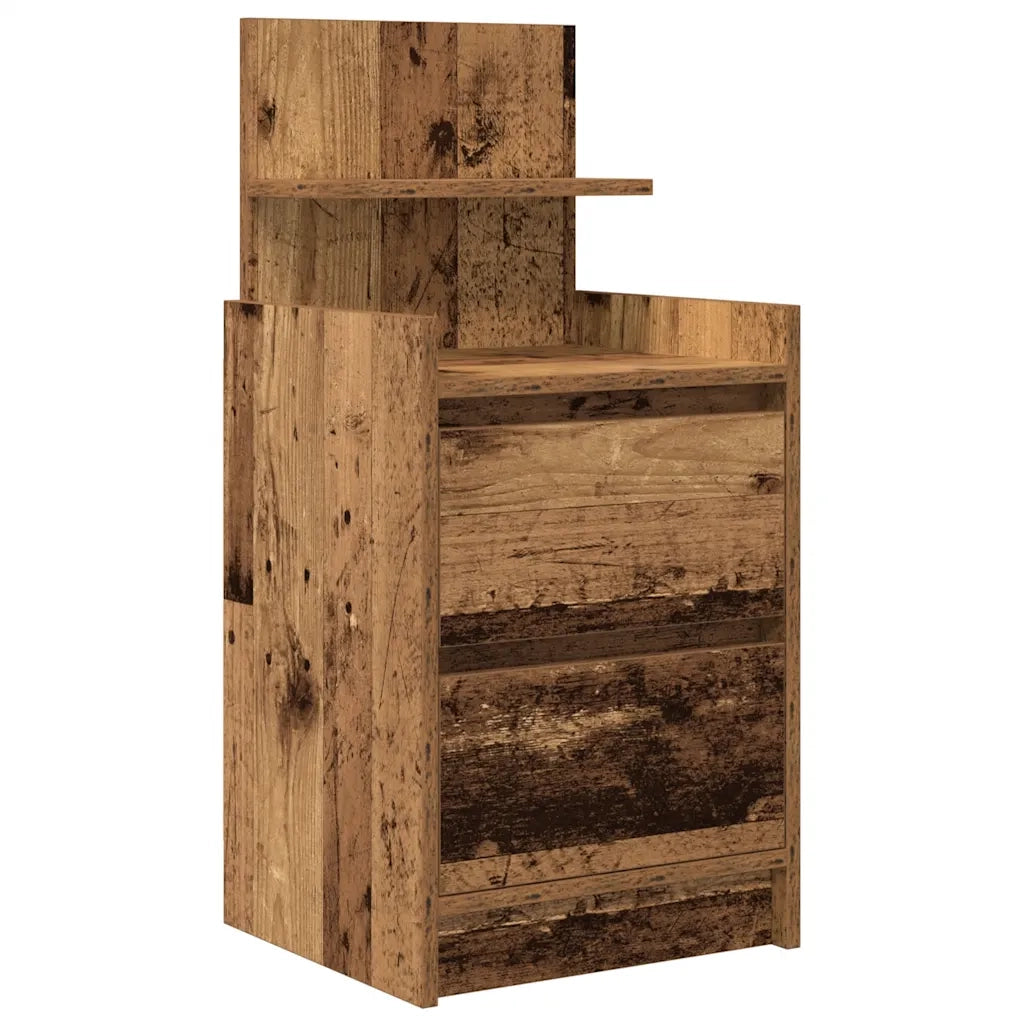 Comodino con 2 Cassetti Legno Antico 38x34x80 cm 861369