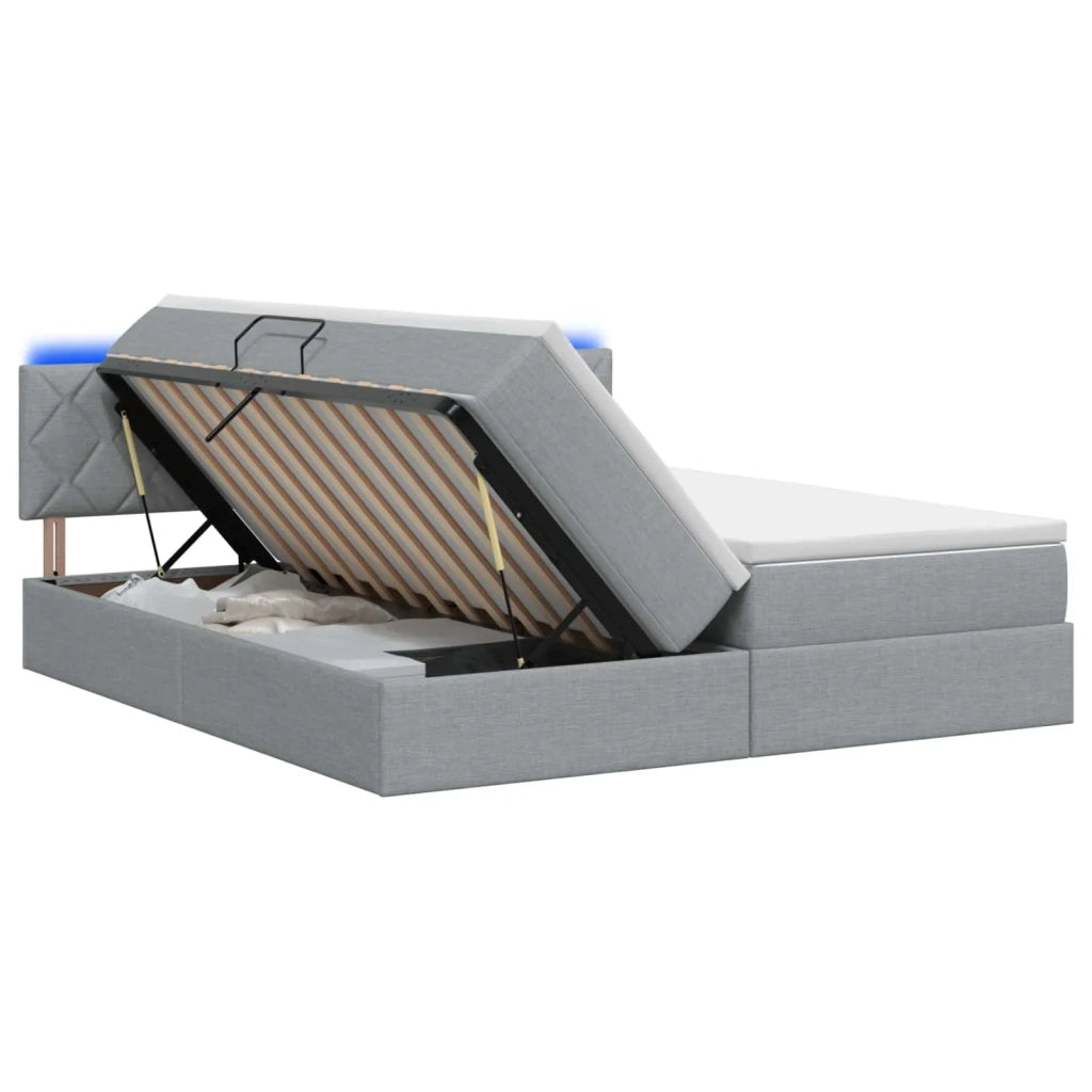 Letto con contenitore LED e materasso Grigio Chiaro 3459360