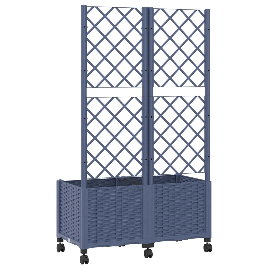 Vaso da giardino con grigliato e ruote Blu Grigio PP 3422971