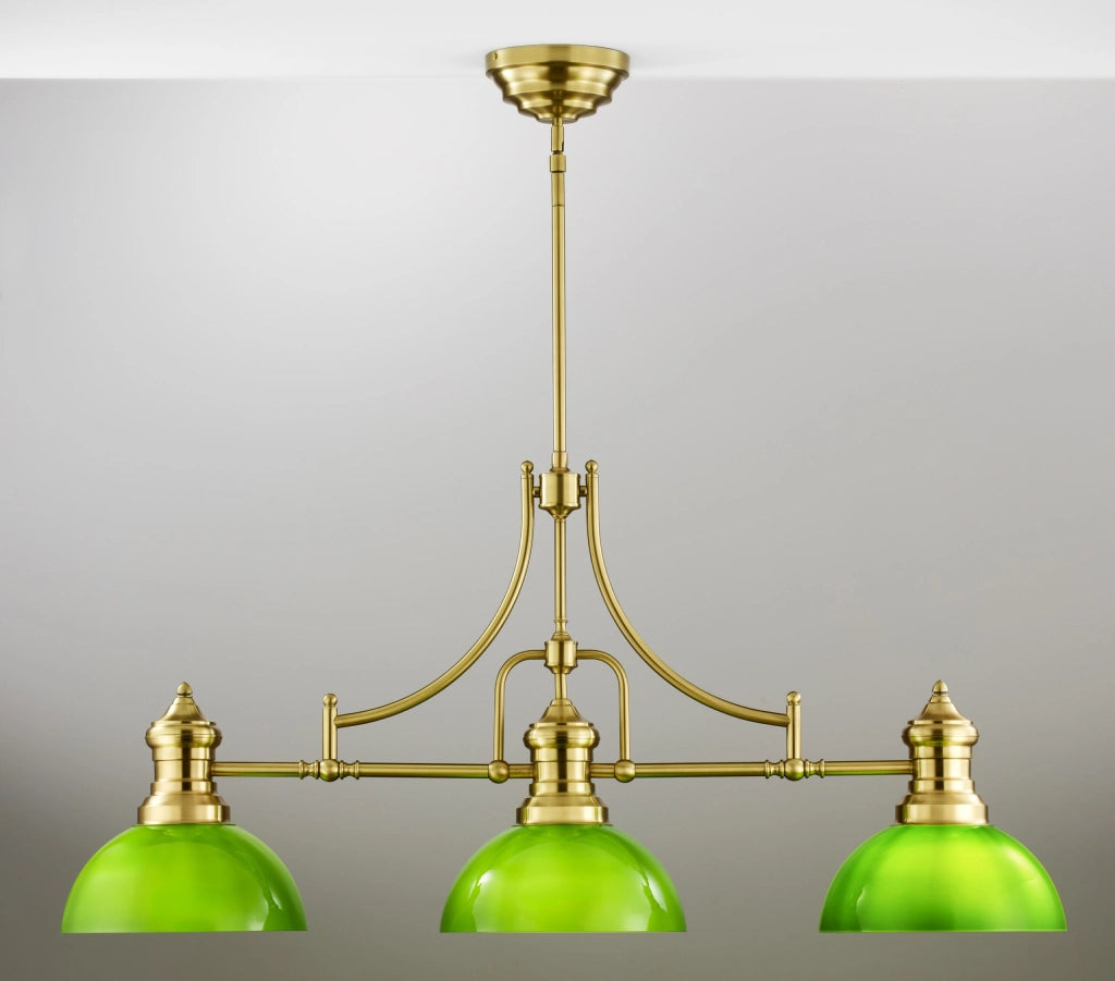 Lampada a sospensione industriale ottone verde 3xE27 Jupiter