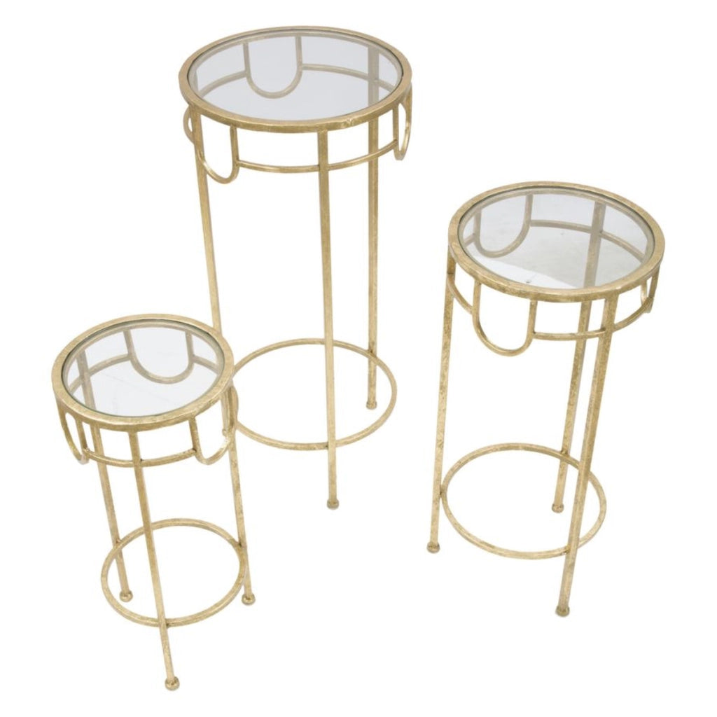 Set di Tavolini VKH428, Oro, Metallo, 33x33x70 cm