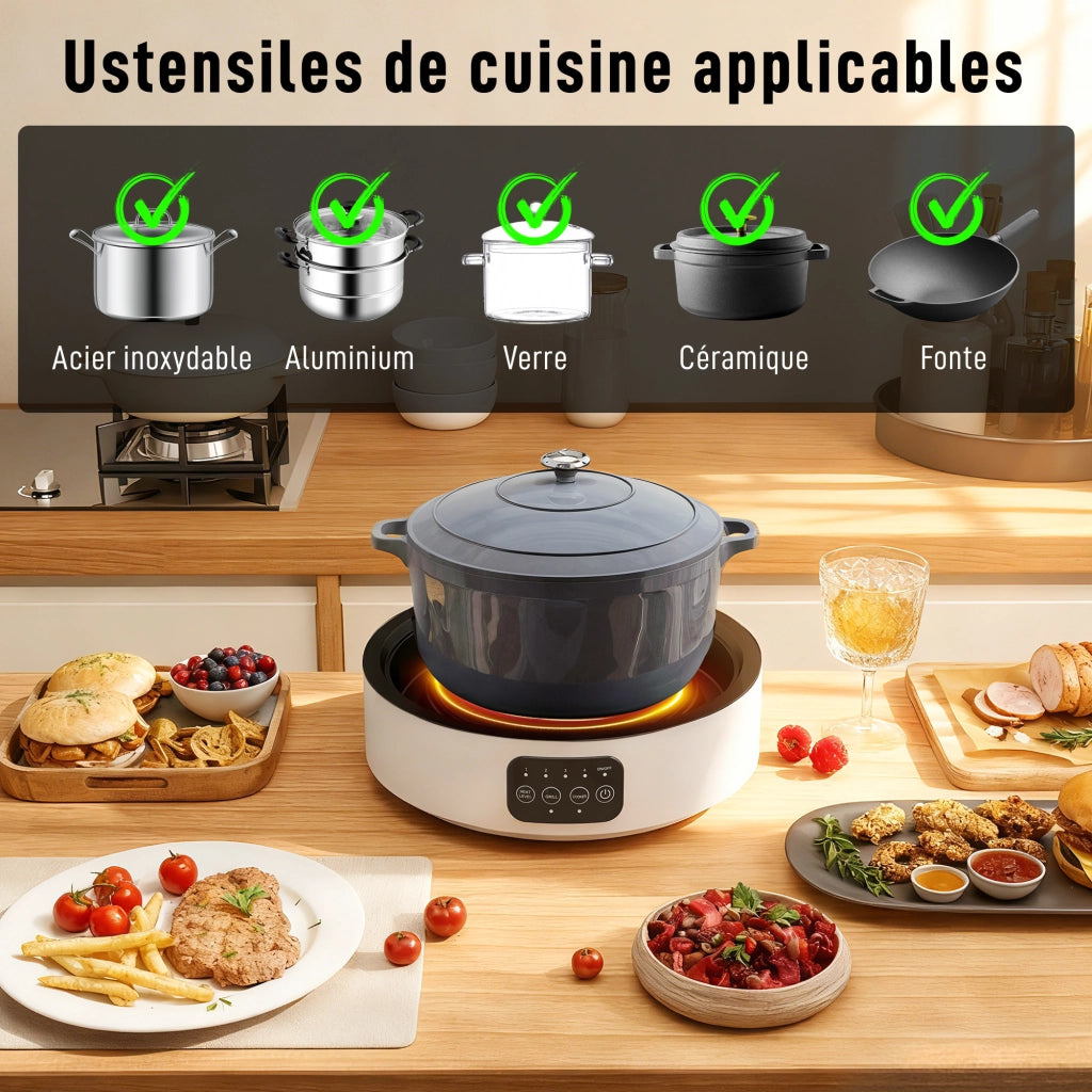 Piano cottura barbecue 2 in 1 ceramico ¨C zephmum ¨C 2000W 4 livelli bianco