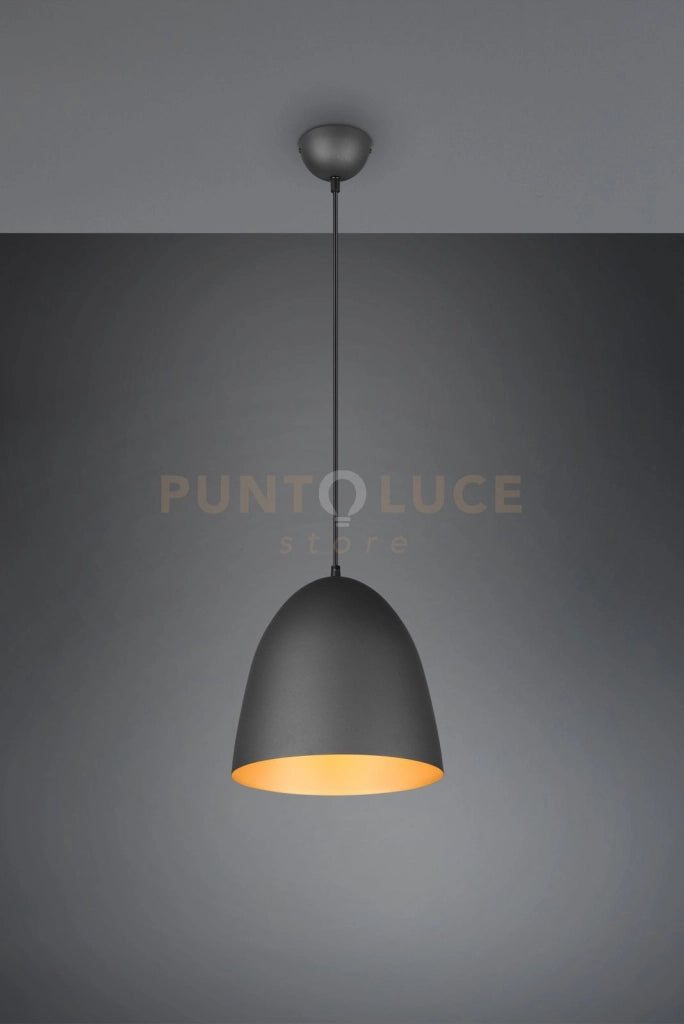 TILDA SOSPENSIONE METALLO CUPOLA NERA E ORO D.25CM 1 LUCE ATTACCO E27