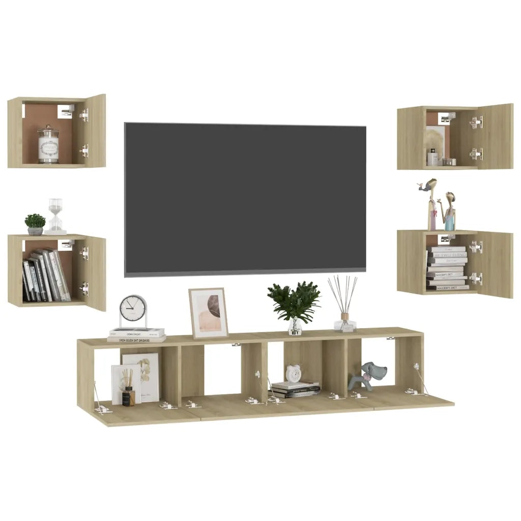 Set di Mobili TV 6 pz | Armadietto TV | Mobile Porta TV Rovere Sonoma in Legno Multistrato